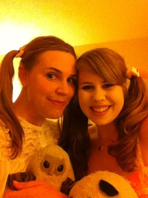 Me, Christy Cutie, Hibou (my owlette) and Panda Baby (Christy&rsquo;s Panda).