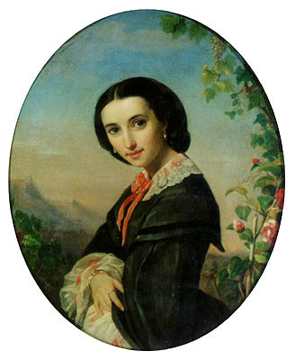 radishshev-art-museum: Женский портрет, Пимен Никитич Орлов, 1858, Radishshev Art MuseumХолст, масло