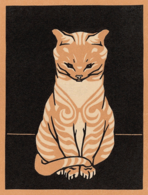 clawmarks:Zittende kat (edited) - Julie de Graag - 1918 - via Rijksmuseum