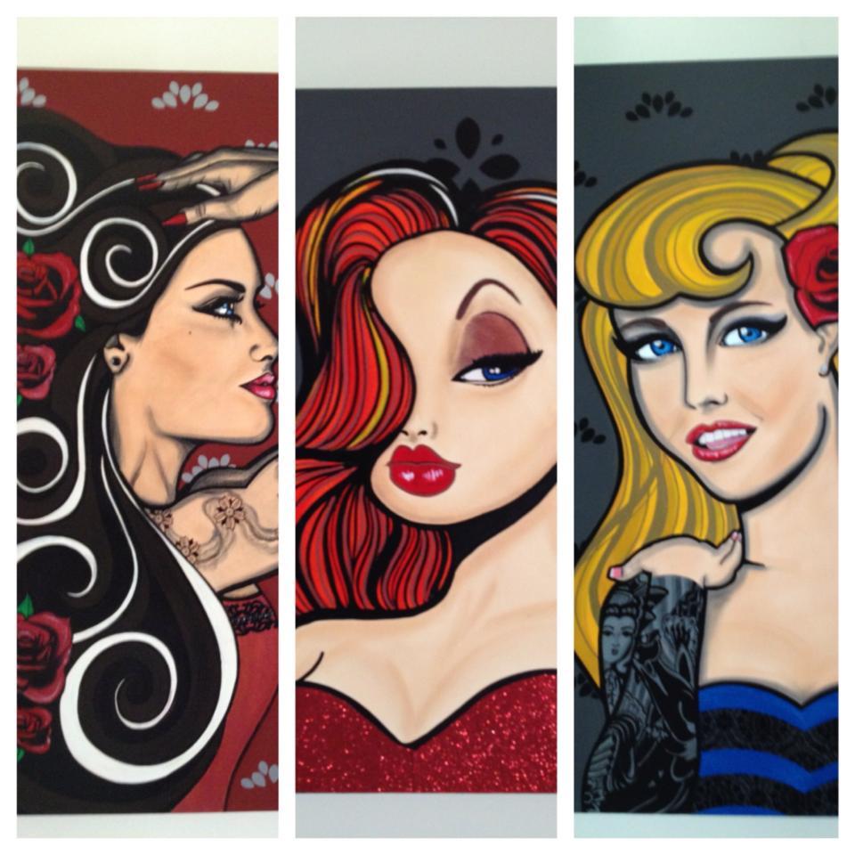 memphisblack11:  Just 3 of the commissioned custom pieces I painted this year, for