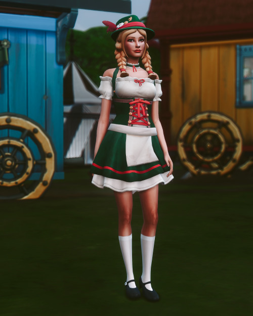 Fortnite - Heidi outfitNew meshDress + Hairstyle + Hat + Choker + Necklace + Stockings + ShoesFor ha