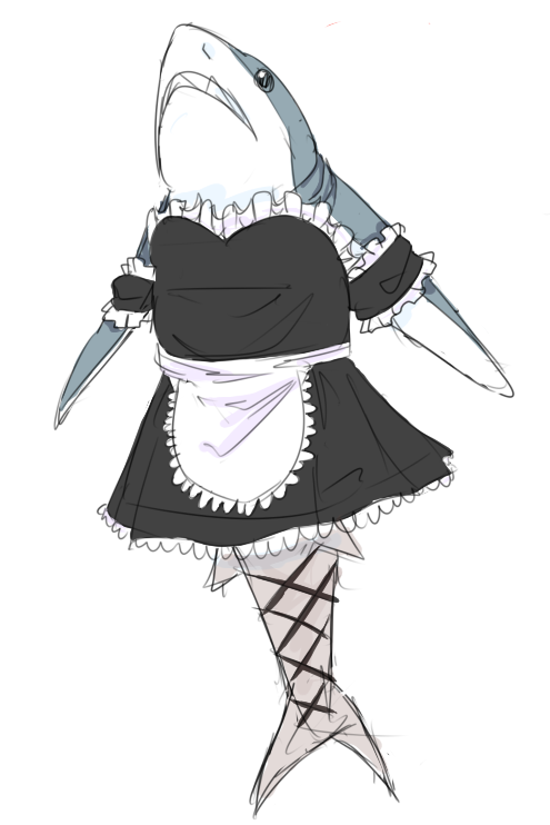 isayoldbean:  italiham:  you know what i think you need  a shark wearing a maids outfit you’re welcome  i just said “wow it’s a sharkmeido” and i got yelled at. 