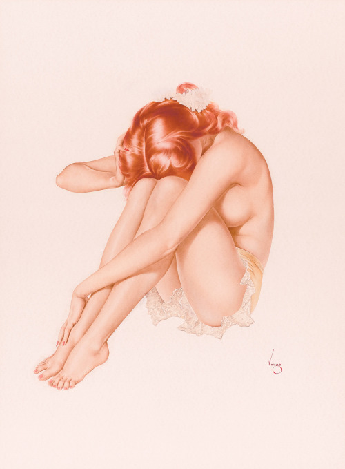 inthedarktrees:Alberto Vargas, Seated Nude, ca. 1940s