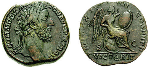 Sestertius of the notorious Roman emperor Commodus (r. 180-192 CE), issued to celebrate the quelling