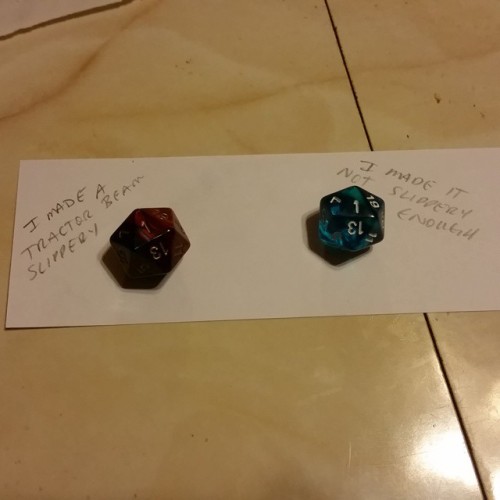 theccadvocate: I made a tractor beam slippery. #dice #shaming I made it not slippery enough.
