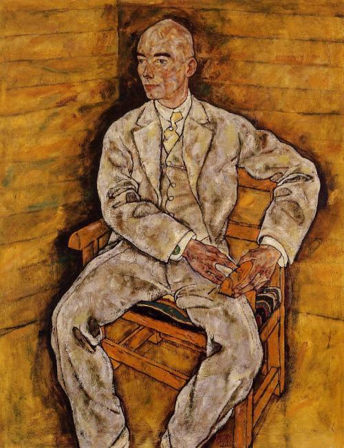 expressionism-art:Portrait of Victor Ritter von Bauer, 1918, Egon SchieleMedium: oil,canvas