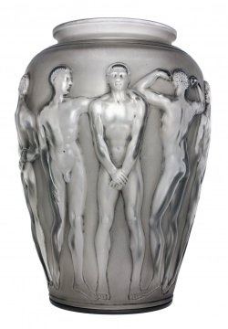 ganymedesrocks:  ‘PALESTRE’ (1928), an important and monumental grey glass vase by Rene Lalique (1860-1945) - Courtesy of A.B. Levy’s, Palm Beach, Florida, USA 