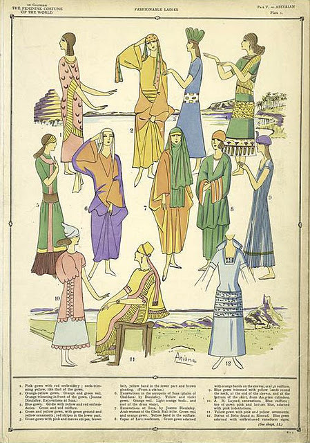 Assyrian costumes from the “History of the feminine Costume of the world”