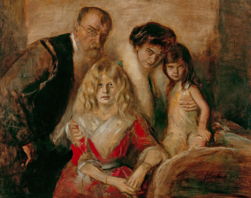 Franz von Lenbach (1836-1904), Self-portrait with wife and daughters, 1903, oil on cardboard, 96 x 1