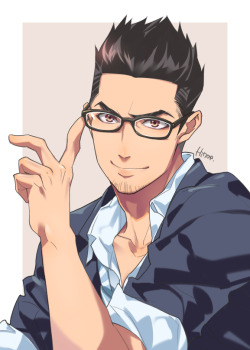 hinoe-0:  From a patron of mine’s request: Brotherhood Gladio wearing a school uniform and glasses&lt;3Patreon | Redbubble | Society6