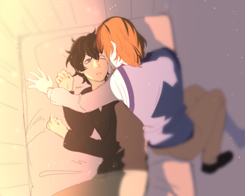 ask-worlds-best-detective: for good night / morning kiss. @ask-the-trickster @ask-shujin-goth 