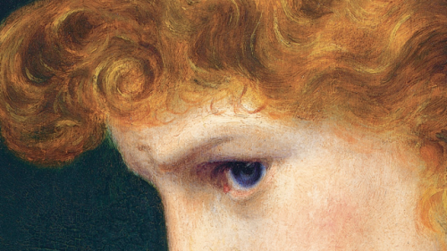 closeupofpaintings:Anthony Frederick Augustus Sandys - Love’s Shadow, 1867 (detail), oil on canvas