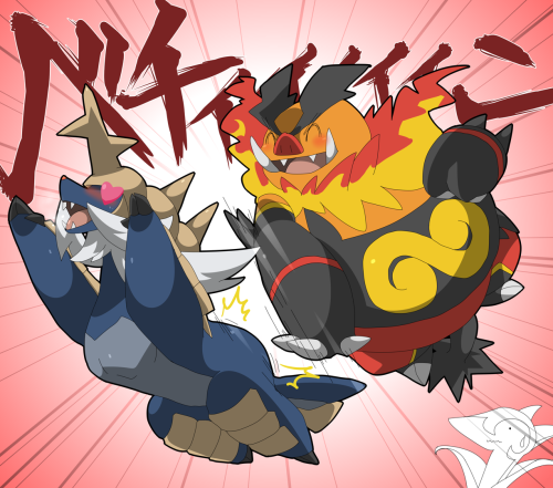 blueaurasphere:   ベチィィィィィン by  バイオ前線 I had to repost this. I don’t think I have laughed so hard looking at a piece of art. And to be honest, I just noticed the Serperior in the bottom right hand corner! :P 
