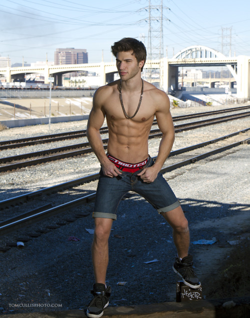 studiotimoteo:  Nathan wearing the Downtown Hipster Denim Short and Sport 2.0 Super Low Brief Photo by Tom Cullis 
