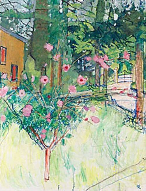 Flowering Trees  -    Hilding Linnqvist , Swedish, 1891-1984Oil on canvas, 143 x 109 cm. (56.3 x 42.