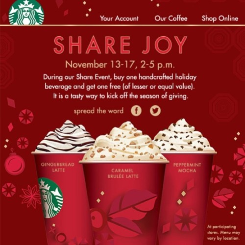 You are welcome my Starbucks lovers