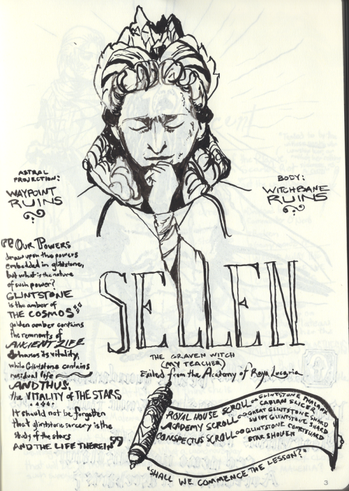 Using a great ink brush pen to journal my adventures in Elden Ring.