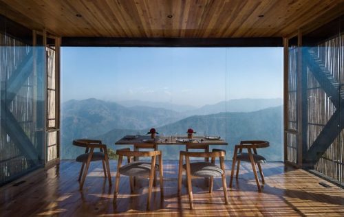 goodwoodwould:Good wood - sublime and spiritual, with views over the himalayas who wouldn’t want to spend some time finding inner peace here (or just a bit of regular peace if you fancy…) . The ‘Kumoan Hotel’ in India, by Sri Lanka’s Zowa Architects. 