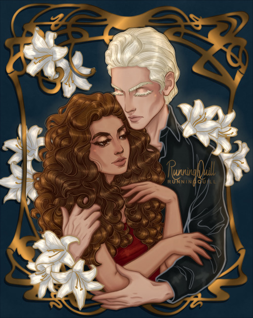 Some long overdue Dramione as my first art of 2021![Don’t edit my art.][IG @runningquill_art]