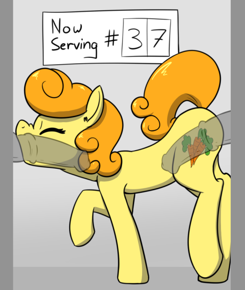 Prompt 7:  Draw/Write about ponies at a glory hole.Hang in there, Carrot Top, only 62 left until we run out of digits!