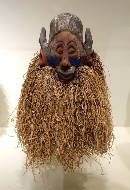Cap mask of the Yaka peoples, present-day Democratic Republic of the Congo.  Made from wood, pigment