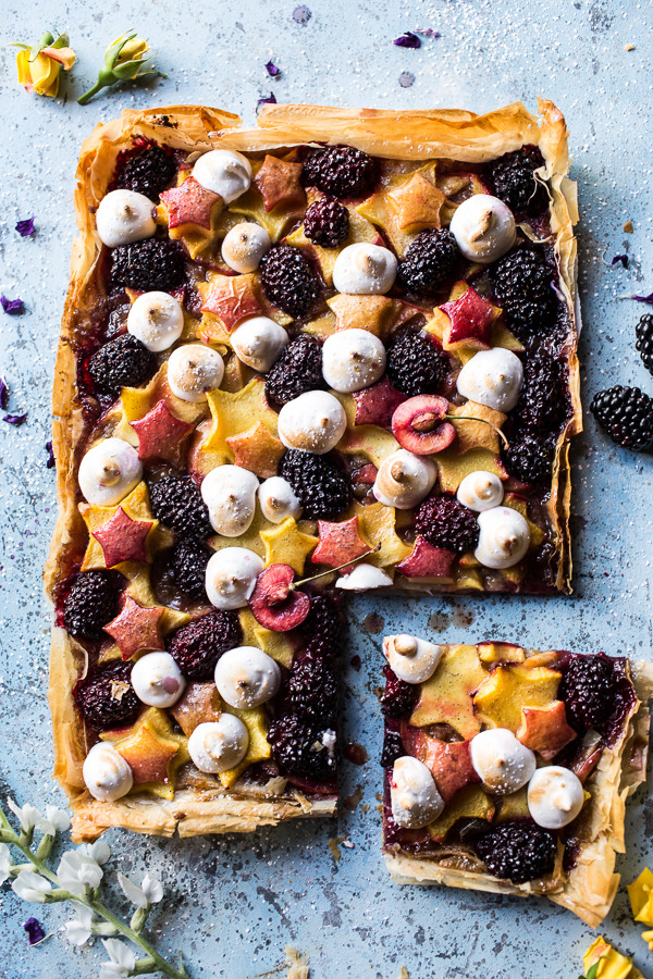 sweetoothgirl:  Honey Butter Stone Fruit and Blackberry Meringue Tart 