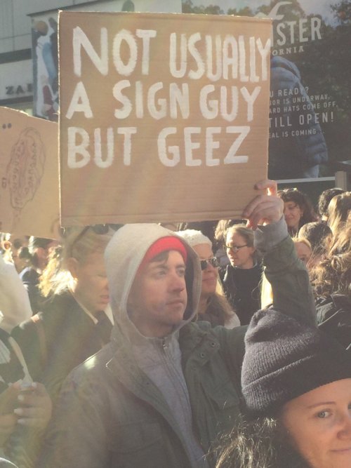 sixpenceee:My favorite protest sign so far regarding the election in 2016. 