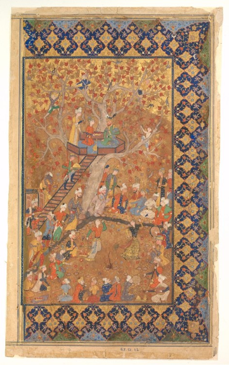 met-islamic-art:“Entertainment in a Garden”, Folio from a Khamsa of Amir Khusrau Dihlavi, Matla’ al-