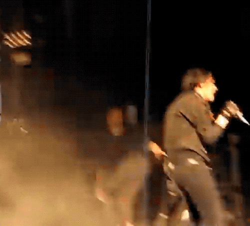 Gerard Way Being Possessed Then Passing The Spirit On To Unsuspecting Fan With A Fist Bump (x)