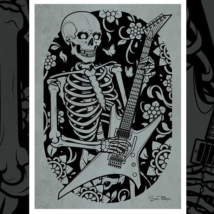 Premium Vector  Vintage illustration spooky skeleton playing bass guitar