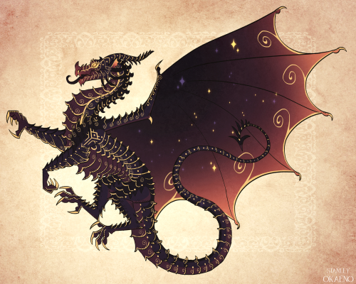 dragon-grunkle:not fr but still dragons, commission of @linsaangs‘ dragon in a heraldry-inspired sty