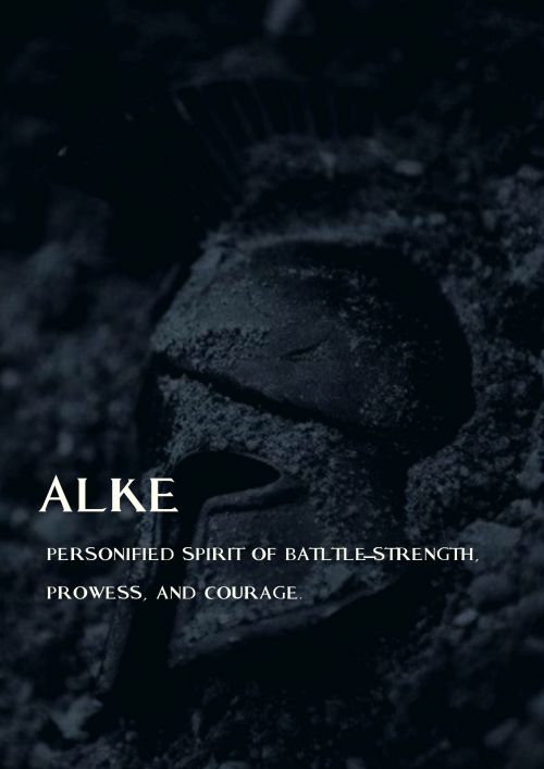 diioonysus: greek mythology | personified spirits | Αλκη   → alke was th