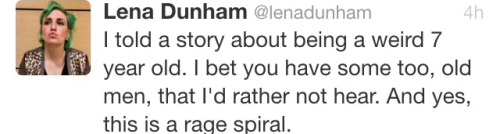 alioninherowncause:cybrslut:[TRIGGER WARNING: child sexual abuse, incest]Lena Dunham’s actual respon