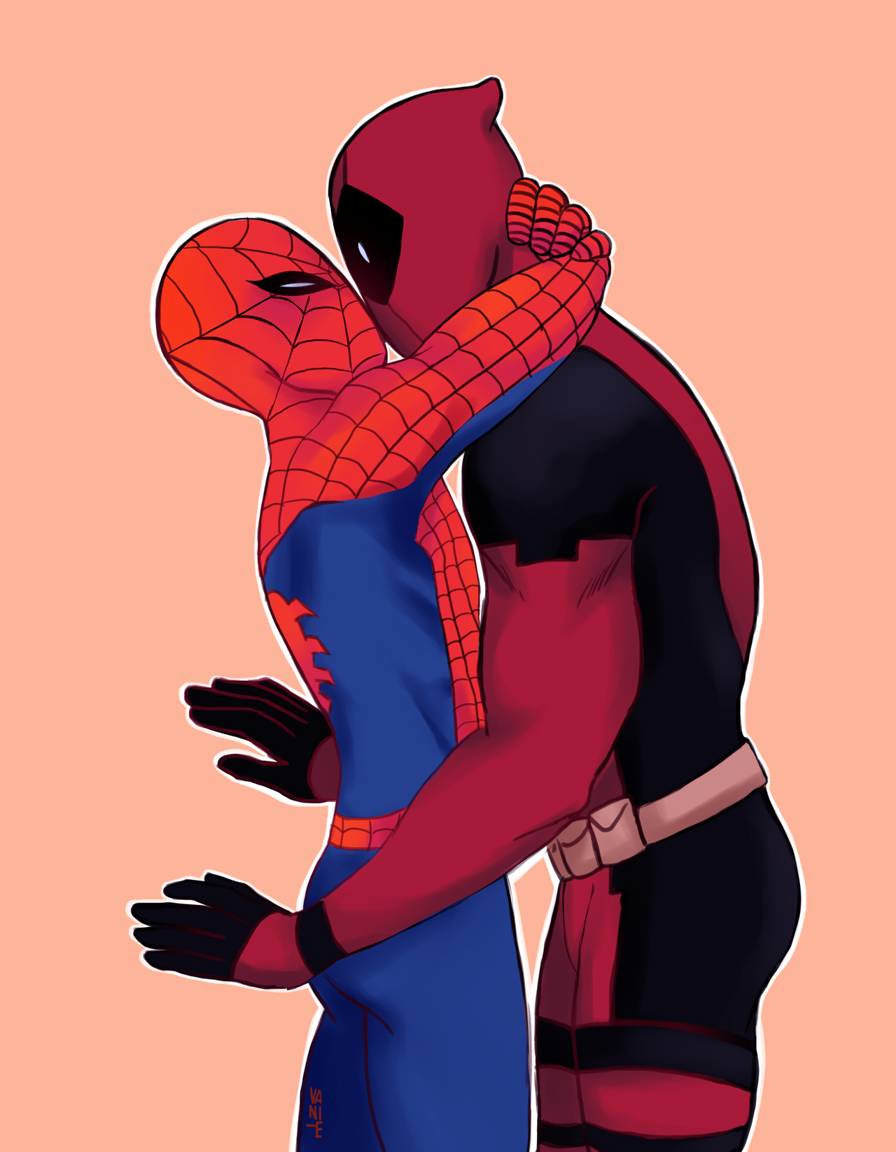 vani-e:  ｍａｓｋｅｄ ｋｉｓｓDrawing a shy spidey is always a plesure…