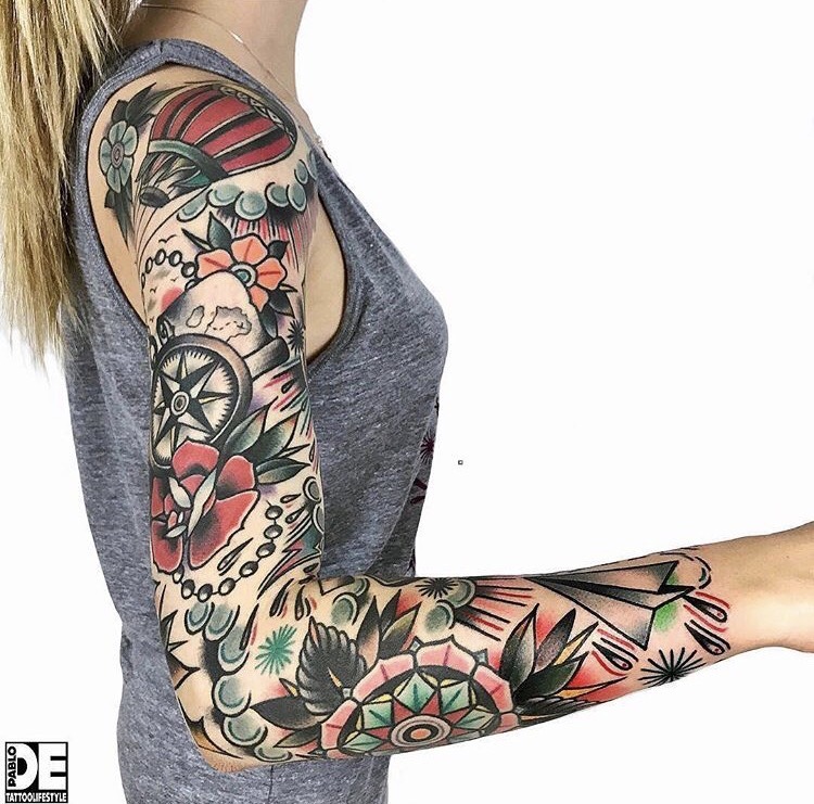 Wes Traditional Tattoo Sleeve  Matt Hodel Tattoo
