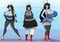 planetofjunk:  Here’s the 3rd-place winner of the June Patreon Poll: “How about something similar to this image of the Maryams, albeit with the three Serkets, all three dressed up in slutty outfits of some sort, with Mindfang the bustiest and curviest