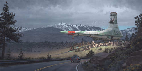 10 Real Retro Sci-Fi paintings by @simonstalenhag