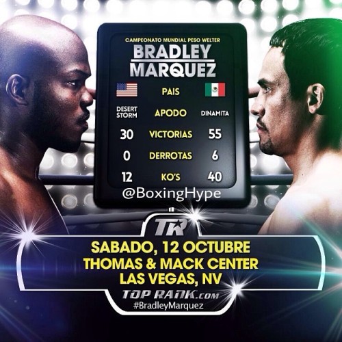 boxinghype:  @BoxingHypeFotos: Who wins? Bradley or Marquez
