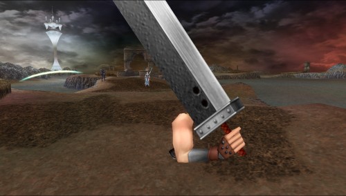 quartercirclejab:  sometimes on the world map (and occasionally in battle) cloud’s sword arm gets really huge it’s pretty much the best graphical glitch of all time 