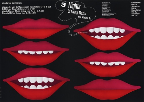 Jürgen Spohn, Poster for Nights of Living Music &amp; Minimal Art, 1969. Berlin. via plakatkontor. 