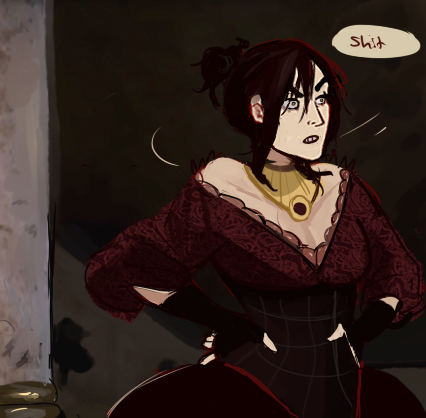 quibbs:lmao maybe leliana doesn’t talk to morrigan about the dress because whenever leliana gets close to her, she just consistently fucks off in bird form out of pure raw shame