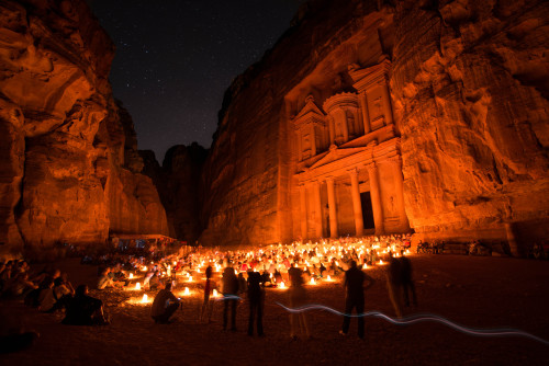 humanoidhistory:The facade of the Al Khazneh temple in the ancient city of Petra, Jordan.