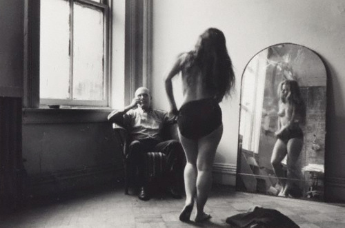 my-secret-eye:  Duane Michals, For Balthus, 1969  Nudes in a Mirror | rorriM a ni seduN
