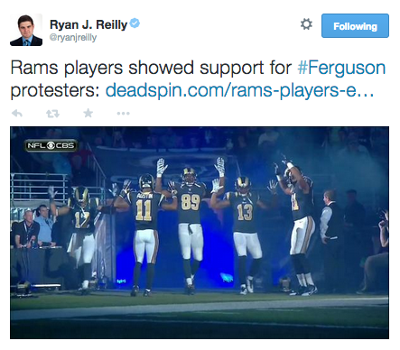 lantur:  socialjusticekoolaid:  ICYMI in Ferguson (12/1/14): Several St Louis Rams