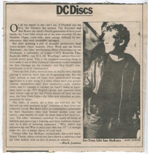 Teen Idles review by Mark Jenkins from 1981