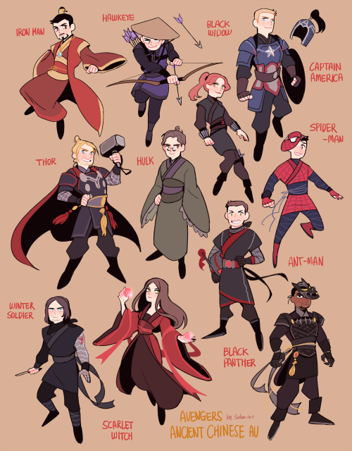 mosasaursun: sodam-art: Avengers ancient Chinese AU! I couldn’t draw all the Avengers, but I