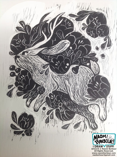 i carved a woodblock of a jackalope and made some prints- the gold on black didn’t turn out too well