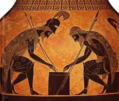 hehasawifeyouknow:One is a vase painting by Exekias dating to the mid 6th century BC. The other my a