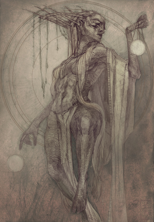 Another mythology sketch- the Titanide Theia, goddess of sight and heavenly light