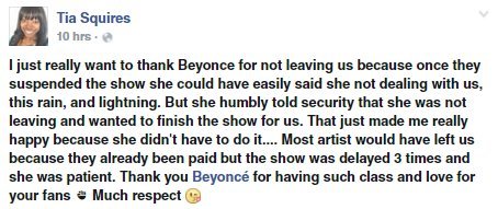 “She Humbly Told Security That She Was Not Leaving And Wanted To Finish The Show For Us..”  #FormationWorldTour 